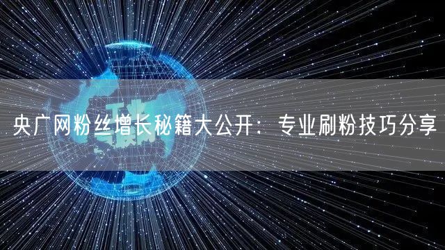 央广网粉丝增长秘籍大公开：专业刷粉技巧分享