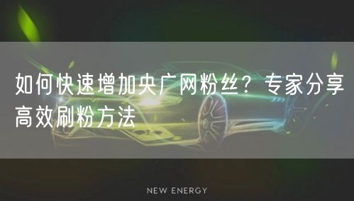 如何快速增加央广网粉丝？专家分享高效刷粉方法