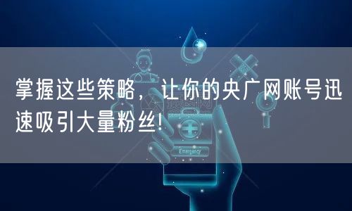 掌握这些策略，让你的央广网账号迅速吸引大量粉丝!