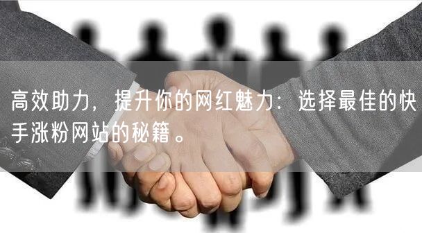 高效助力，提升你的网红魅力：选择最佳的快手涨粉网站的秘籍。