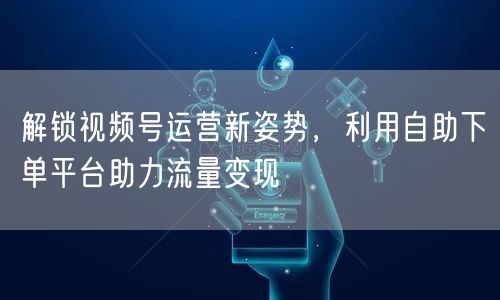 解锁视频号运营新姿势，利用自助下单平台助力流量变现