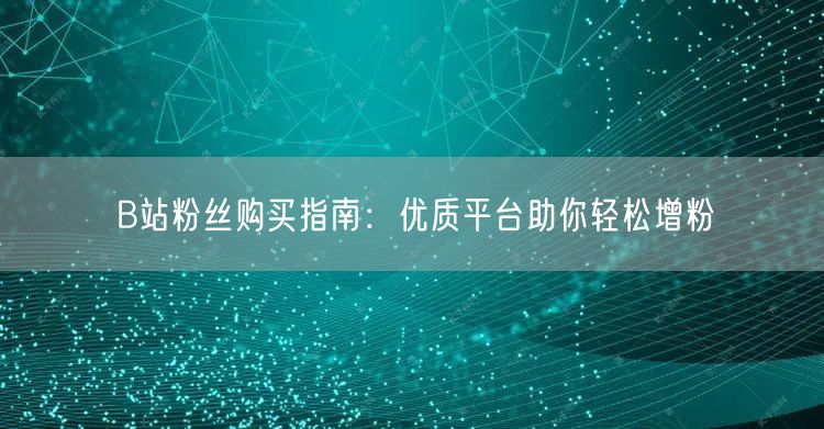 B站粉丝购买指南：优质平台助你轻松增粉